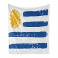 thumbnail image 1 of Uruguay Soft Flannel Fleece Throw Blanket, Childish Drawn Look National Flag with Brush Painting Print, Cozy Plush for Indoor and Outdoor Use, 50" x 70", Cobalt Blue Earth Yellow, by Ambesonne, 1 of 6