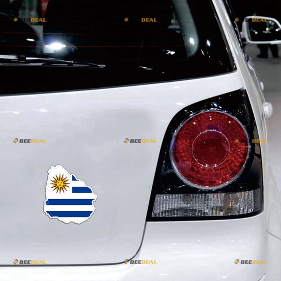 Uruguay Uruguayan Flag Map Outline Car Magnet Magnetic Sticker Decal - 2 Pack Reflective 4" - for Truck Door Fridge Reusable Waterproof