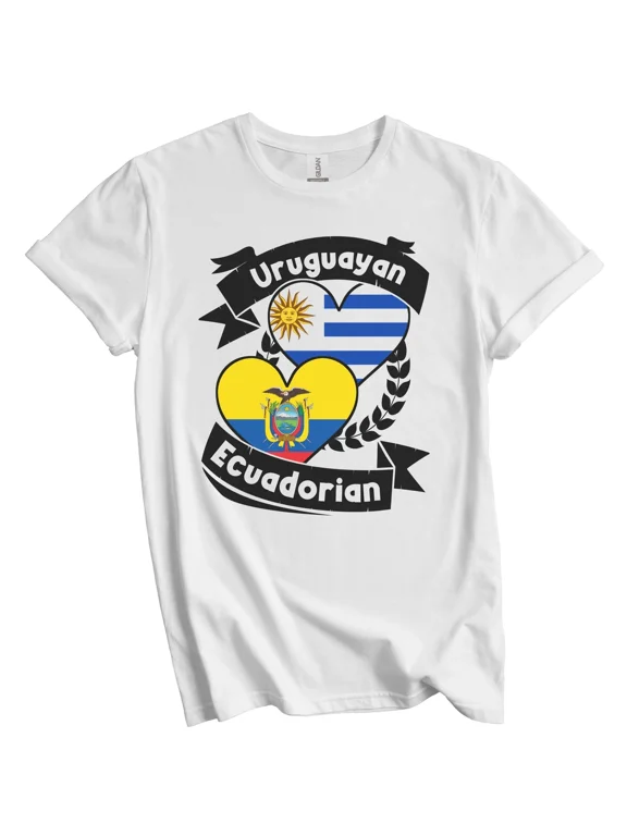 Uruguayan Ecuadorian Heart Flags Uruguay Ecuador T-Shirt