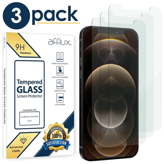 Urus-Tech Tempered Glass Screen Protector for iPhone 12 Pro Max, Case Friendly, Bubble-Fee Installation, Real Tempered Glass Film Cover, 100% HD Clear, In Retail Box [fits iPhone 12 Pro Max] [3-PACK]