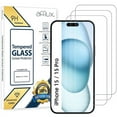 thumbnail image 1 of UrusTech 3-Pack iPhone 15 Glass Screen Protector Cover, Real Tempered Glass, 100% Clear, Shatterproof, Rounder Edges, In Hard Retail Box [ Designed for iPhone 15 ], 1 of 5