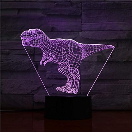 Uruzuo 3D Dinosaur Night Light Lamp Toys, Dinosaur Lights Lamps for Boys Room, 7 Color LED Home Bedside Night Mood Light, Dinosaur Night Light for Boys, Dino Night Light Lamp, for Holiday Birthday