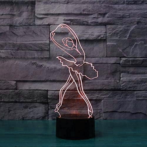 Uruzuo Ballet Dance Toys 3D Illusion Night Light Lamp, Creative RGB Led, Christmas Birthday Decorations Ballerina Gifts for Boys and Girls, Party Decor Dancer Recital Gifts for Girls Teens, 16 Colors