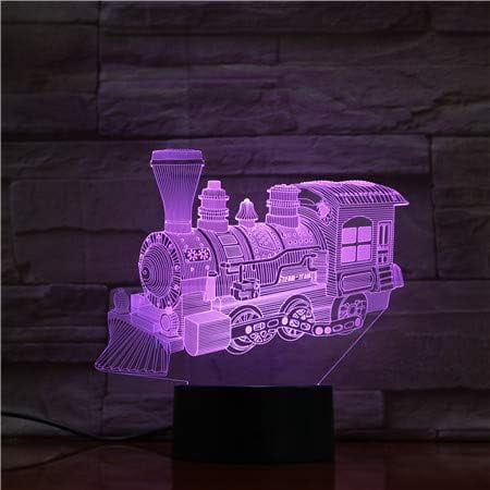 Uruzuo Vintage Train Night Light Lamp for Kids, 3D Optical Illusion Lamp Decorations for Home, Led Illusion Lamps Gifts Decor, Toys Party Decorations Birthday Gifts for Kids,Creative Night Light
