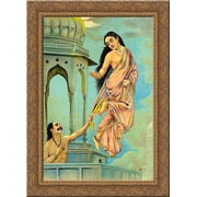 Urvashi and pururavas 20x24 Gold Ornate Wood Framed Canvas Art by Ravi Varma, Raja