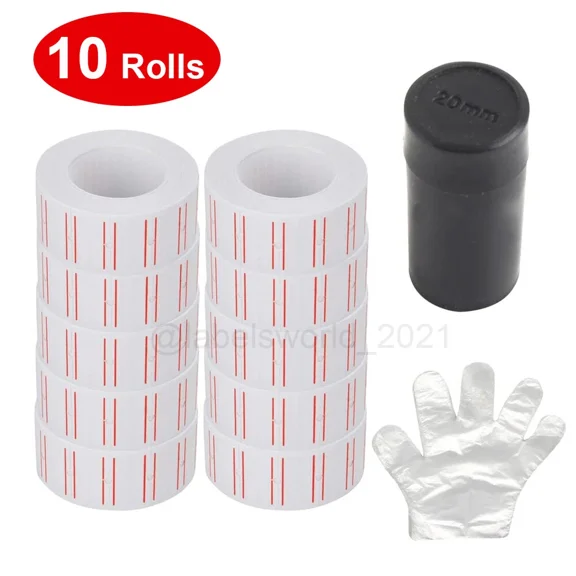 Us 10 Rolls 6000 Pcs White Price Paper Tag Sticker Gun Labels Refill For Mx 5500
