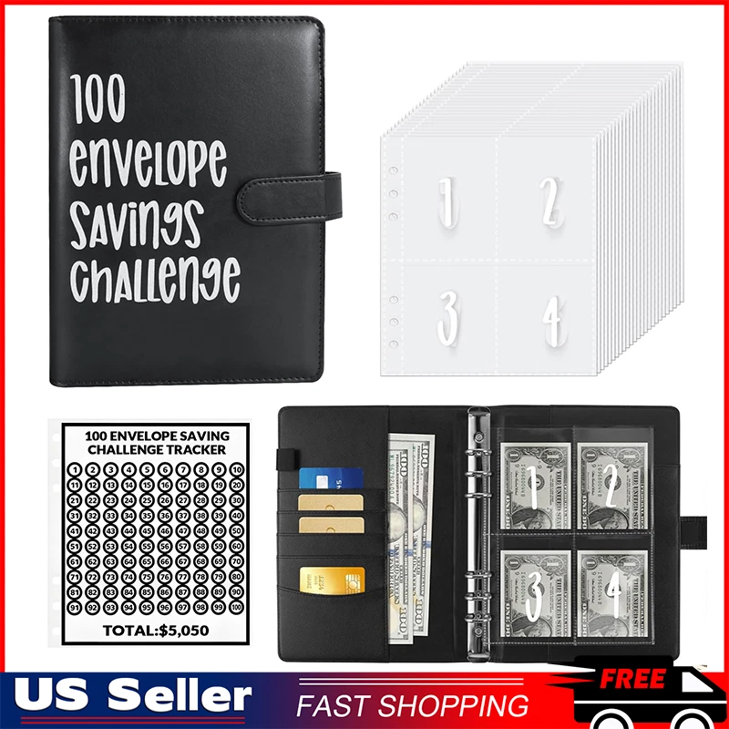 Us 100 Envelope Challenge Budget Planner $5,050 Money Saving Cash Challenge Book
