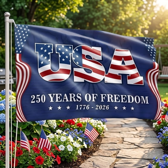 Us 250 Flag, 250th Anniversary US Double Sided 3-Ply Outdoor Flag, We The People 1776-2026 Patriotic Yard & House Banner for 4th of July