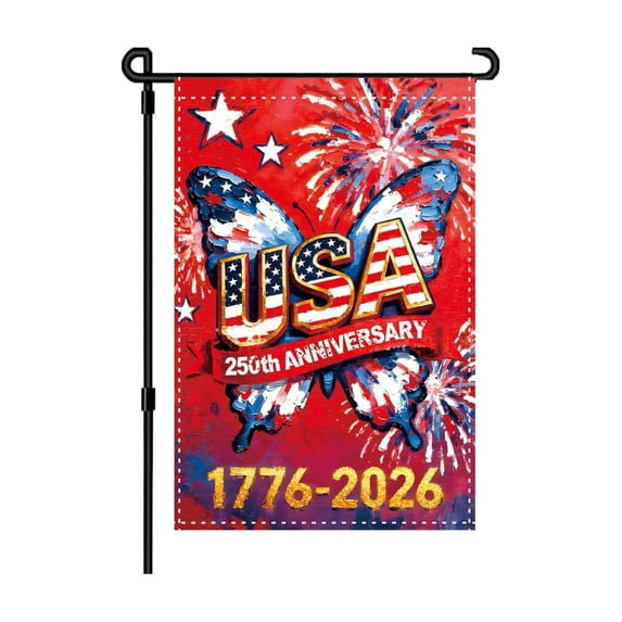 Us 250Th Anniversary Garden Flag, Single-Sided Decorative Banner For Outdoor Indoor, Patriotic American Celebration Decoration, 1776-2026 Usa Themed Flag, 2026 Us Independence