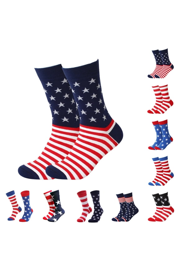 Us 250th Anniversary American Flag Crew Socks with Bold Stars and Stripes Print, Moisture-Wicking Fabric That Keeps Feet Dry All Day Long Navy
