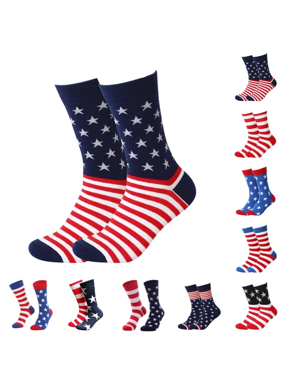 Us 250th Anniversary American Flag Crew Socks with Bold Stars and Stripes Print, Moisture-Wicking Fabric That Keeps Feet Dry All Day Long Navy