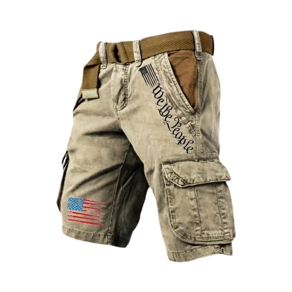 Us 250th Anniversary Flag Art Print Shorts Distressed Washed with Pocket Shorts Baggy Casual Hiking Outdoor Golf Cargo Shorts 250 Year American Anniversary Golf Shorts,Brown L