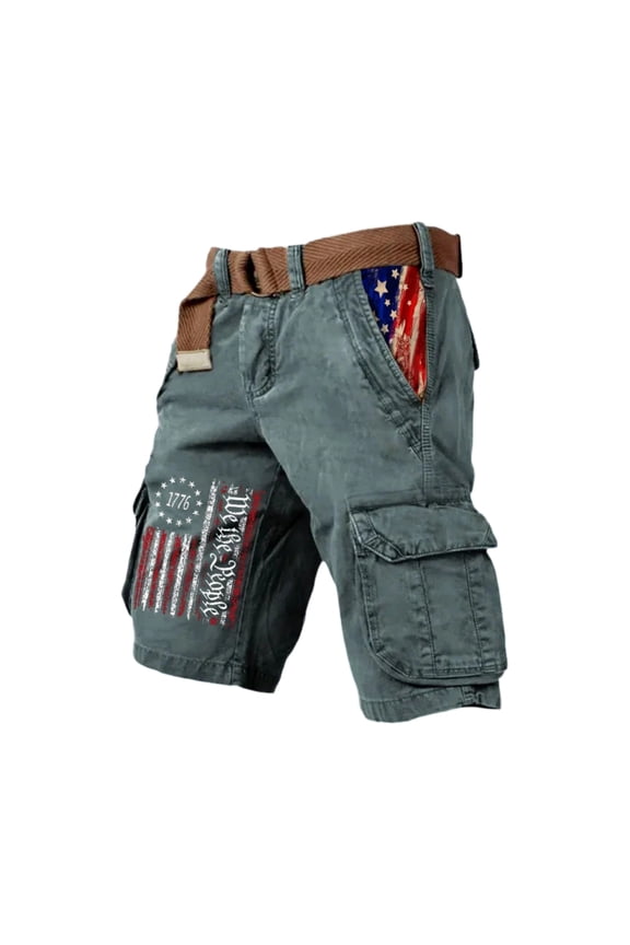 Us 250th Anniversary Flag Art Print Shorts Distressed Washed with Pocket Shorts Outdoor Hiking Fishing Military Cargo Shorts 250 Year American Anniversary Patriotic Shorts,Green 2XL