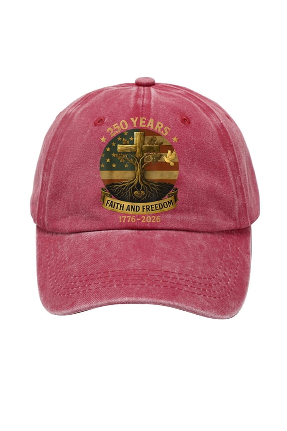 Us 250th Anniversary Hat America 250 Merchandise 250 Anniversary Usa Hat Flag Cross Tree 250 Years Faith And Freedom 1776-2026 Embroidered Baseball Hat Garde Caps for Mom, Red