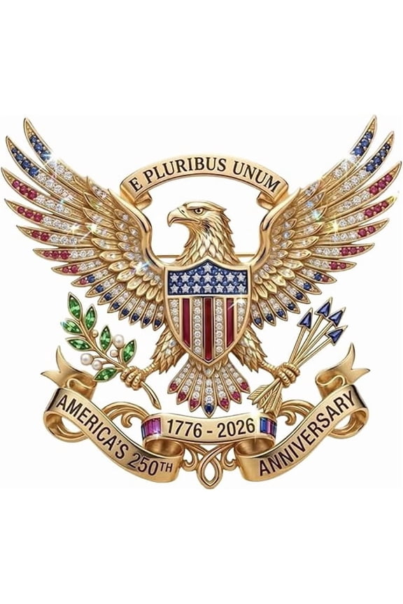 Us 250th Anniversary Lapel Pin Patriotic Eagle Rhinestone Brooch Alloy Commemorative Pin for Independence Day Parade Clothing Decor(K)