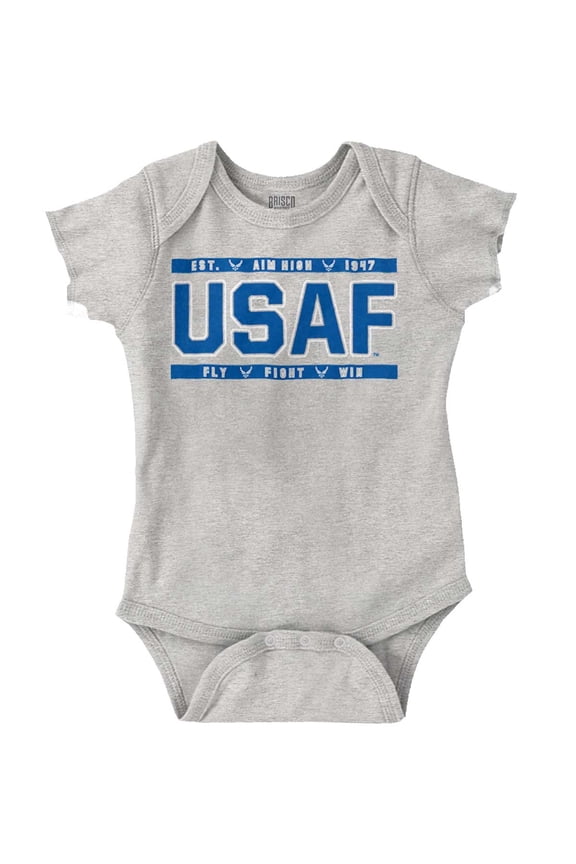 Us Air Force USAF Fly Fight Win Romper Boys or Girls Infant Baby Brisco Brands 24M