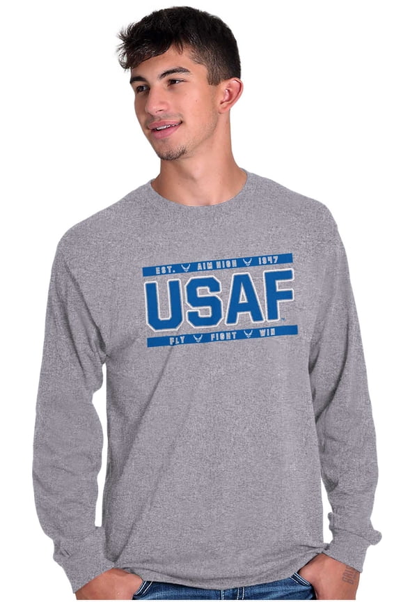 USAF Fly Fight Win Unisex Plus Size Long Sleeve Tee Shirt Brisco Brands 3X