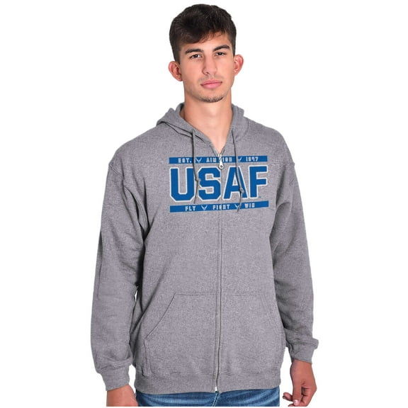 Us Air Force USAF Fly Fight Win Zip Up Hoodie Men's Women's Brisco Brands X
