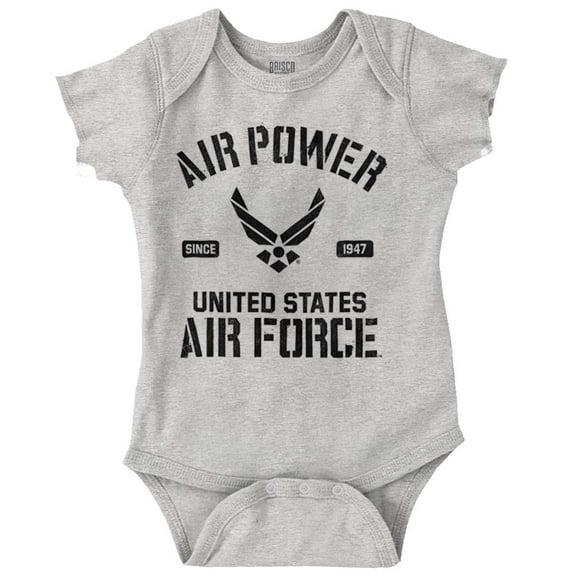 Us Air Force USAF Power Wings Logo Romper Boys or Girls Infant Baby Brisco Brands 6M