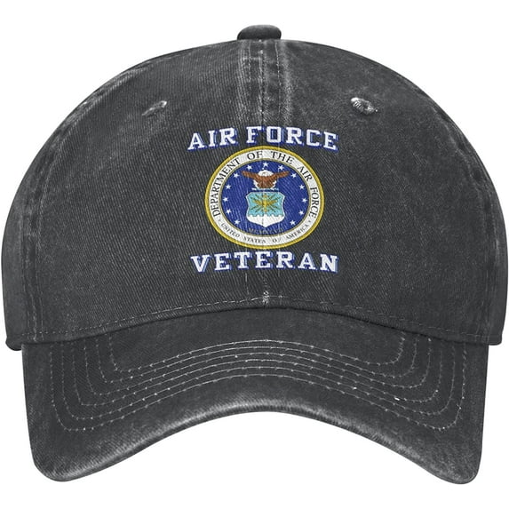 Us Air Force Veteran with USAF Seal Dad Hat Adjustable Denim Hat Classic Baseball Cap Black