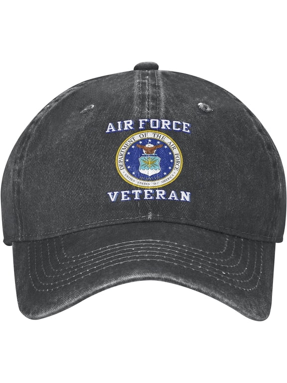 Us Air Force Veteran with USAF Seal Dad Hat Adjustable Denim Hat Classic Baseball Cap Black