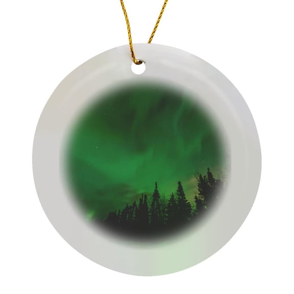 3drose, Us, Alaska, Fairbanks. Northern Lights Display, Circle Porcelain Ornament