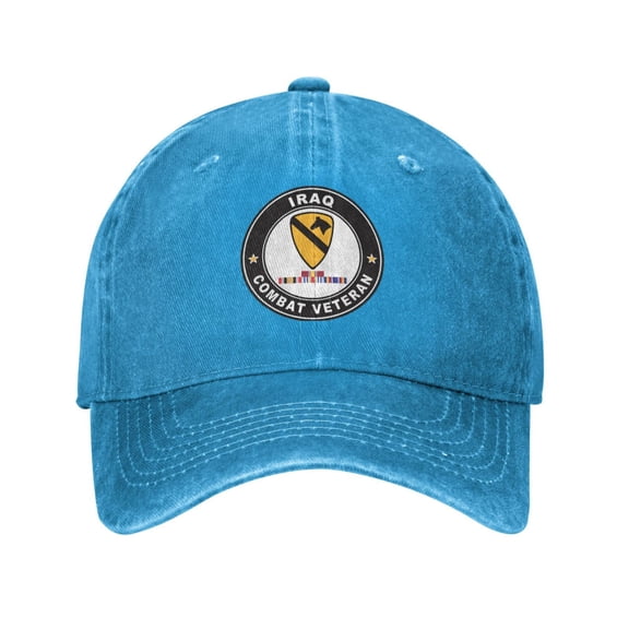 Us Army 1st Cavalry Division Iraq Combat Veteran Adult Adjustable Classic Washed Casquette Cap Hat Baseball Cap For Man For Woman