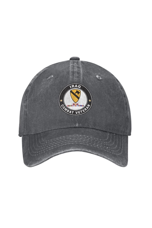 Us Army 1st Cavalry Division Iraq Combat Veteran Adult Adjustable Classic Washed Casquette Cap Hat Baseball Cap For Man For Woman
