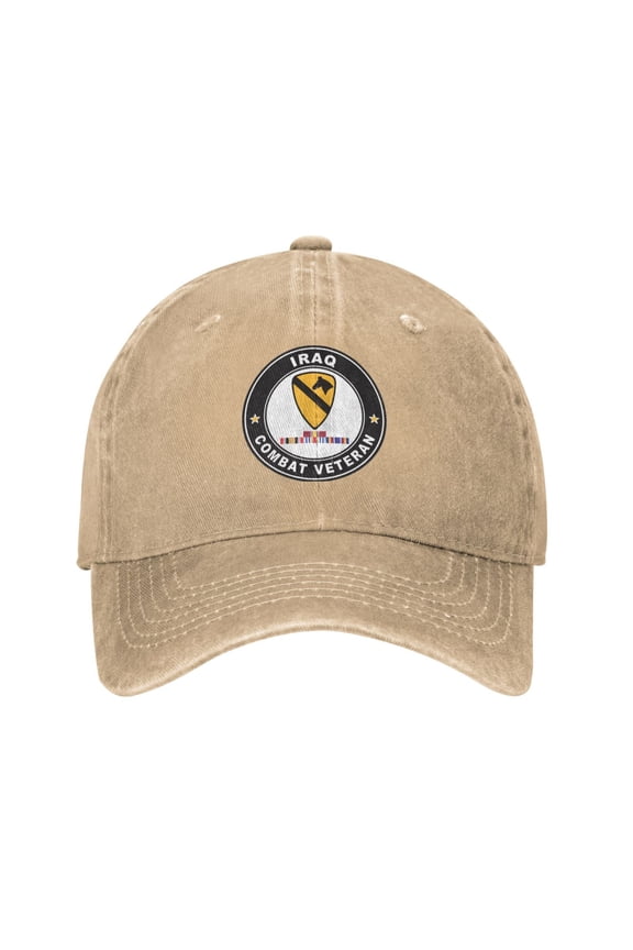 Us Army 1st Cavalry Division Iraq Combat Veteran Adult Adjustable Classic Washed Casquette Cap Hat Baseball Cap For Man For Woman