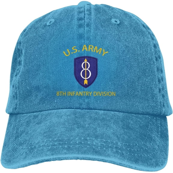 Us Army 8th Infantry Division Veteran Dad Hat Baseball Unisex Baseball Adjustable Washed Cap