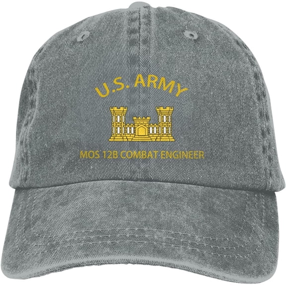 Us Army Mos 12b Combat Engineer Veteran Dad Hat Baseball Unisex Baseball Adjustable Washed Cap