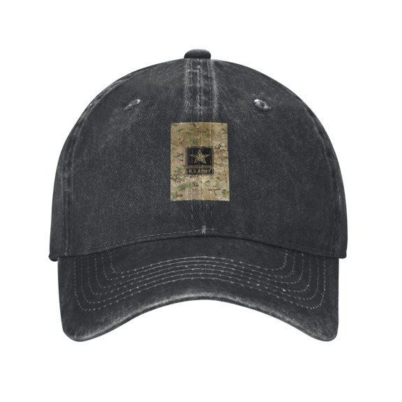 Us Army Star On Camo Unisex Adult Washed Denim Cotton Sport Outdoor Baseball Cap Adjustable Cowboy Baseball Hat