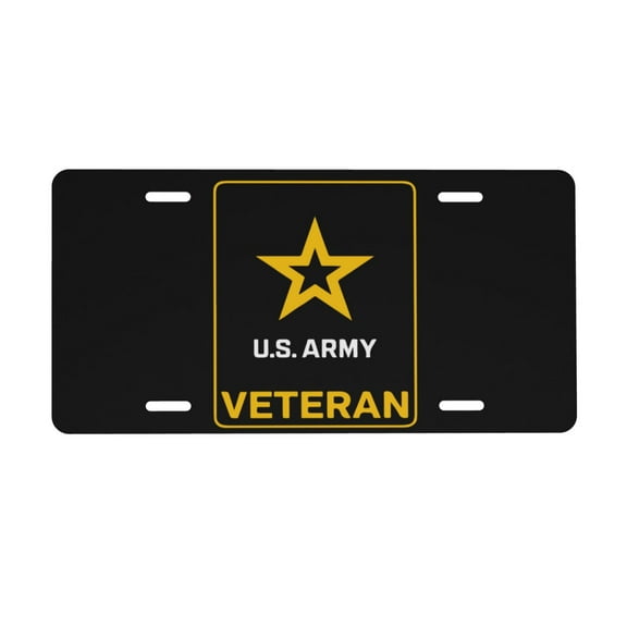 Us Army Veteran Logo License Plate 6x12 Inch Thickening Aluminum Metal Decorative License Plates, Universal Fit For Trucks, Suvs, Vehicles