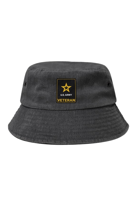 Us Army Veteran Logo Washed Bucket Hat For Men Women Denim Bucket Hat Sun Hat Cowboy Fishing Beach Hat