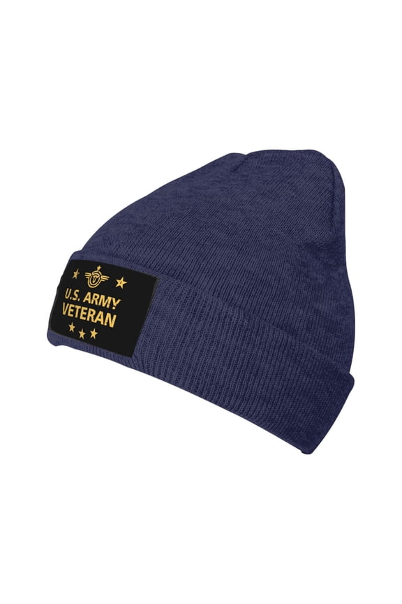 Us Army Veteran Soldier Logos Knitted Hat Winter Beanie For Men Women, Acrylic Beanie Soft Warm Knit Hat Ski Stocking Cuffed Cap