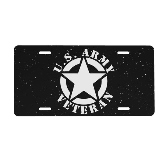 Us Army Veteran Star Logo License Plate 6x12 Inch Thickening Aluminum Metal Decorative License Plates, Universal Fit For Trucks, Suvs, Vehicles