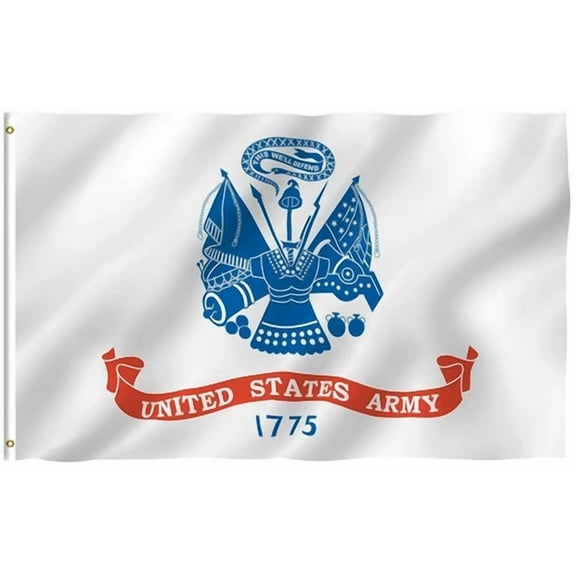 Us Army White Flag United States Military Banner Premium Poly 3X5 Flag (Ram)