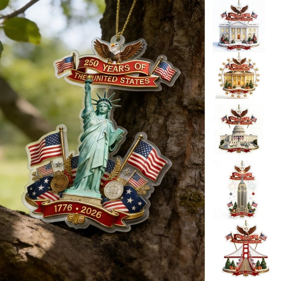 Us Bicentennial 250th Ornament 2026 – Patriotic Acrylic Christmas Tree Decoration, Hanging Collectible, Commemorative Keepsake for Patriots & History Enthusiasts