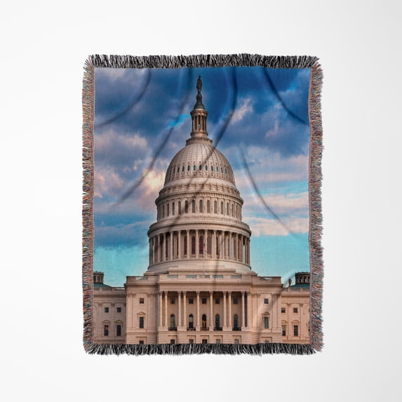 Us Capitol Building, Washington Dc, Woven Blanket