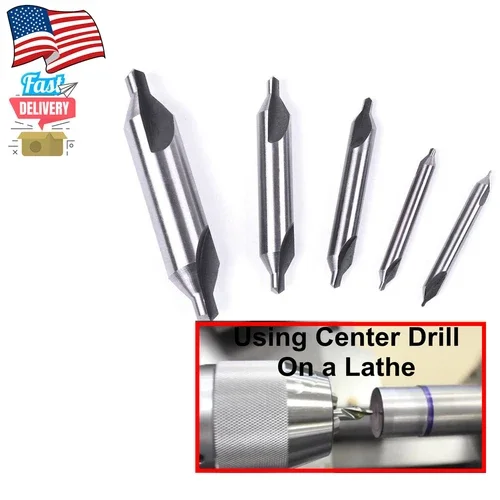 Us Center Drill Countersink Pilot Bit Lathe 5 Pc Set Drill Bit Hss Metal