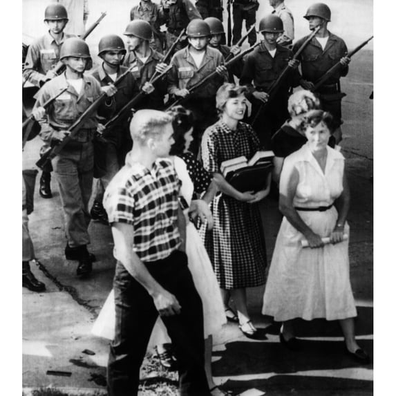 Us Civil Rights. Arkansas National Guardsmen And Students Of Central High School During Its Integration History (