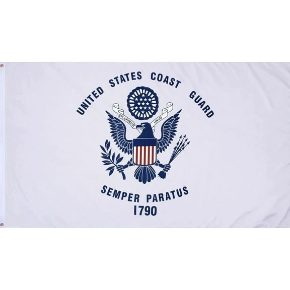 Us Coast Guard Flag 3X5 Ft Uscg Emblem United States Semper Paratus 1790 White
