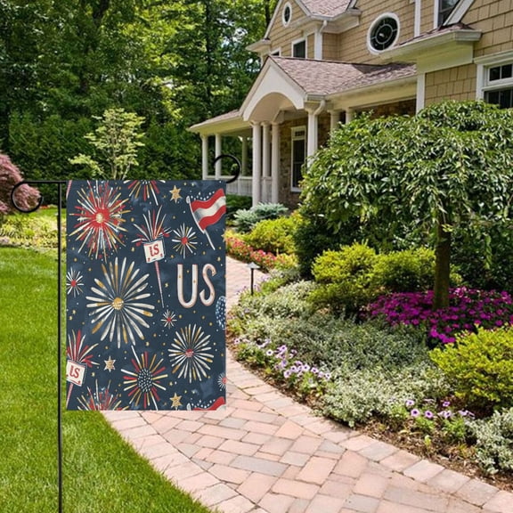 Us Fireworks Flags Garden Flag Double Sided 12 x 18 Inch Outside Yard Decoration Outdoor Flag