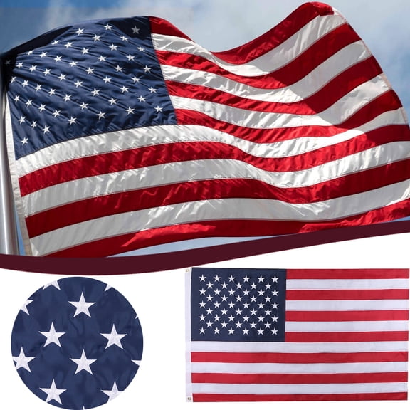Us Flag, Embroidered American Flag 2X3 Ft, Usa Flag for Outdoors, 150D Oxford Polyester Flag for Pole, Fade Resistant Weatherproof 36X24 Inch Durable Us Banner, Perfect for Yard