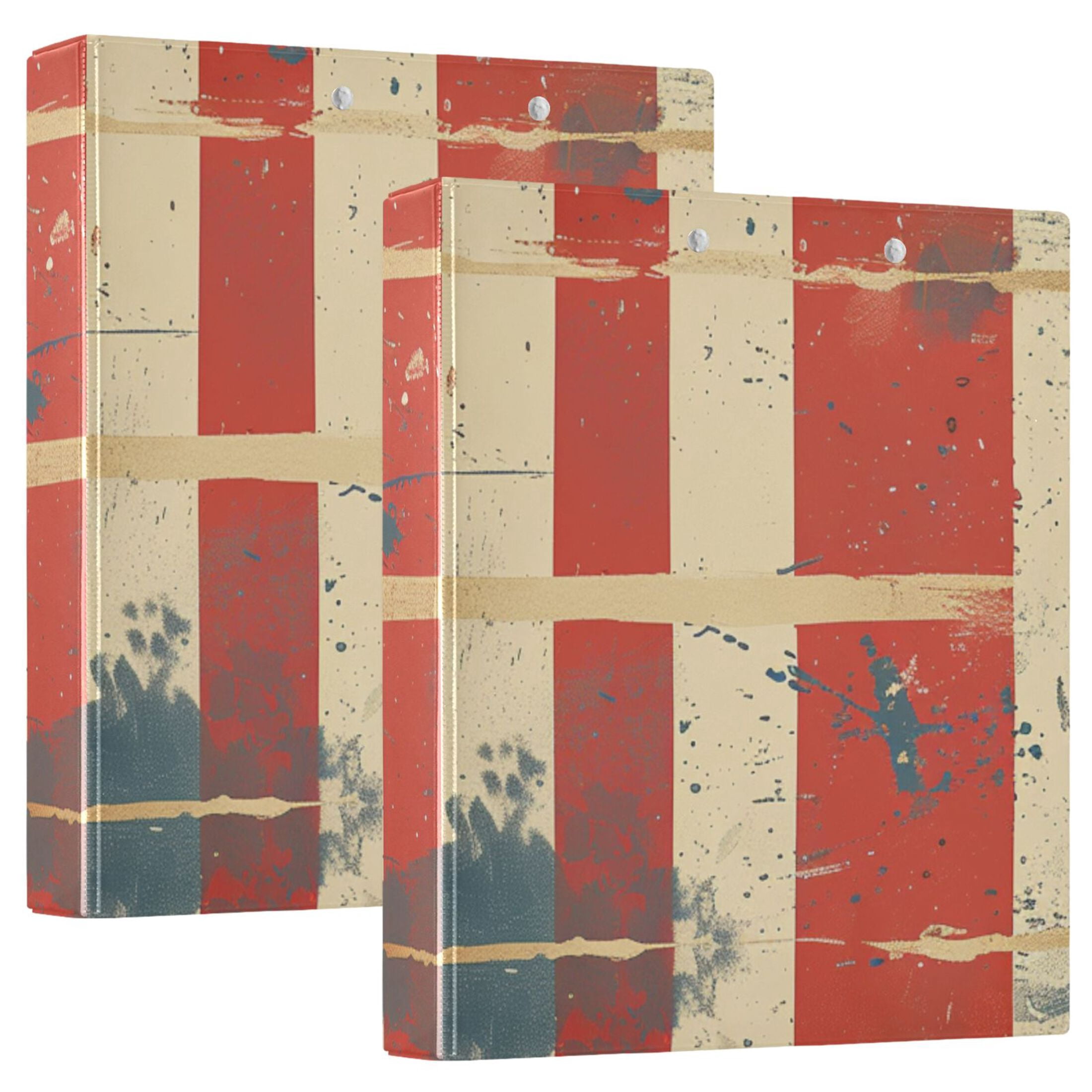 Us Flag Painting 3 Ring Binders 1.5 inch Hardcover File Folders with Interior Pockets A4 Size Organizer for School Office Hospital