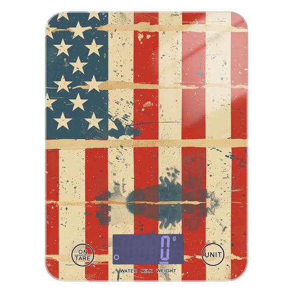 Us Flag Painting Food Scale Digital Kitchen Scale Waterproof Grams Ounces lbs for Weight Loss