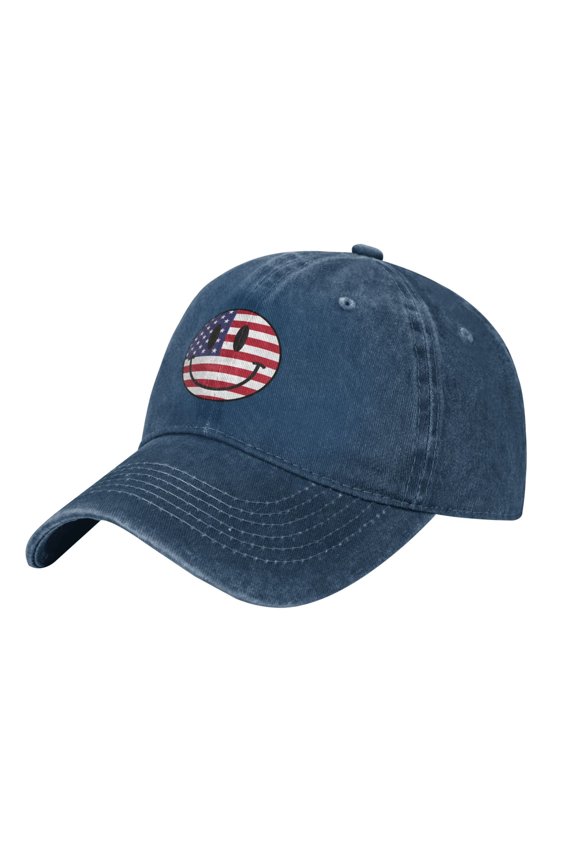 Us Flag Smiley Face Cowboy Hat Baseball Hat Trucker Hat For Men Women Retro Denim Hats Baseball Cap Dad Hat