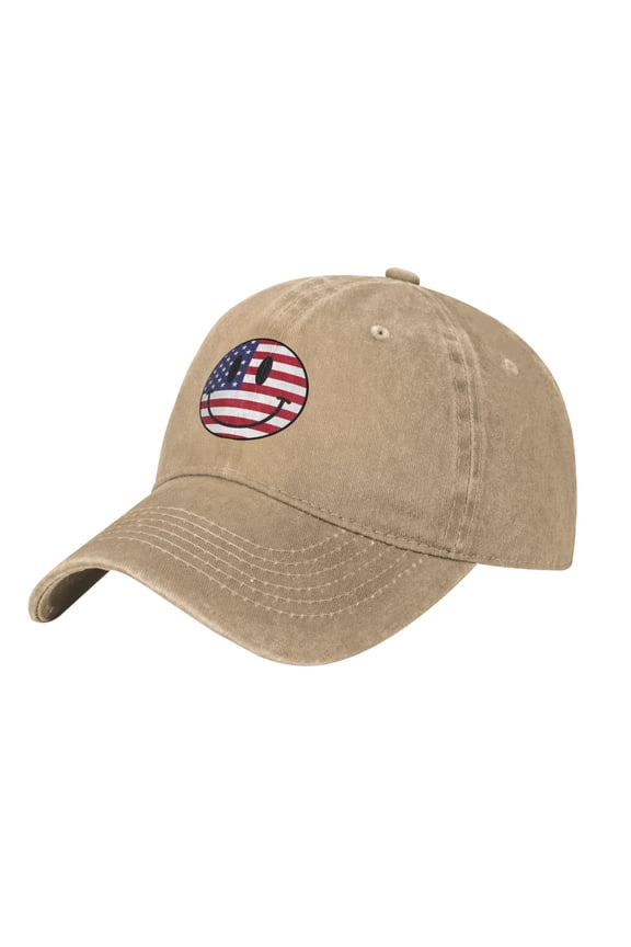Us Flag Smiley Face Cowboy Hat Baseball Hat Trucker Hat For Men Women Retro Denim Hats Baseball Cap Dad Hat