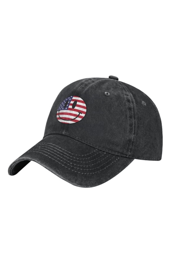 Us Flag Smiley Face Cowboy Hat Baseball Hat Trucker Hat For Men Women Retro Denim Hats Baseball Cap Dad Hat