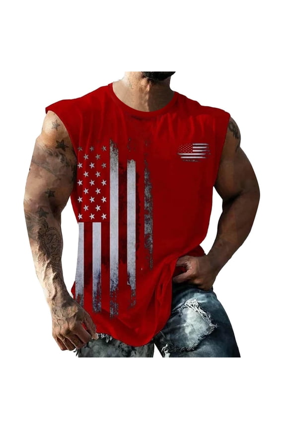 Us Flag Tank Top Mens 4Th Of July Shirt Patriotic Usa Sleeveless Graphic Muscle Shirts Workout Gym Funny Tanks Clothes